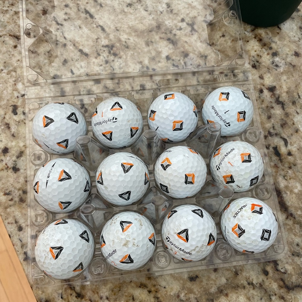 TaylorMade White Golf Balls with Orange and Black Logos — Dozen